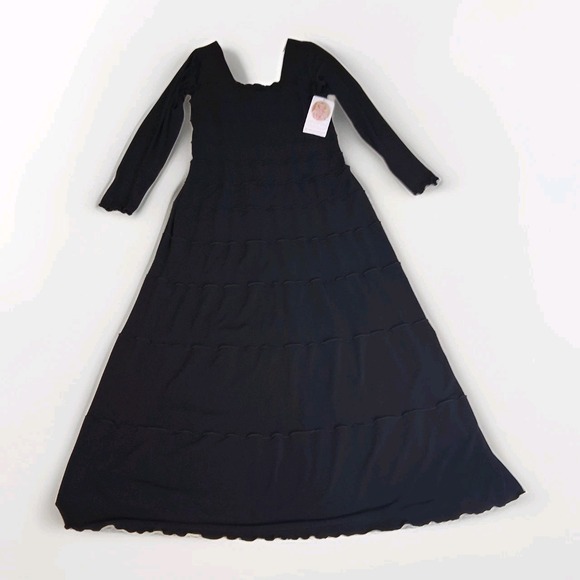 Linda Lundstrom Witchy Lettuce Tiered Long Sleeve Square Neck Maxi‎ Dress Sz 14 - Picture 14 of 15